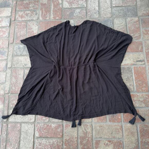 BCBG Paris Black Bikini Coverup Tie Front Size L - Picture 5 of 5